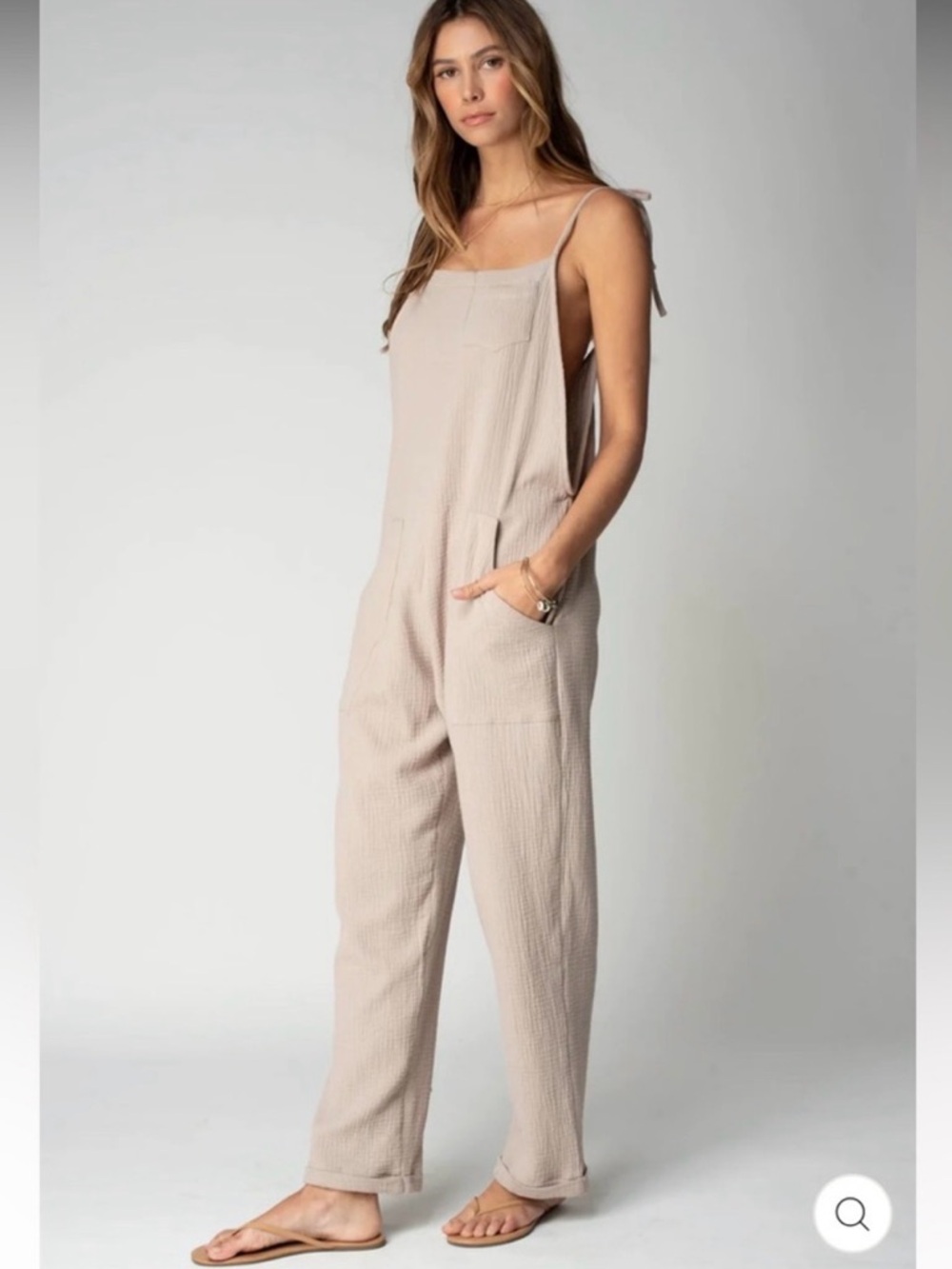 Stillwater Beige Wide-Leg Jumpsuit